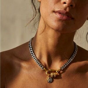 ✨ NEW 18K Gold Plated Two-Tone Cuban Chain Necklace with Charms – Alana J✨